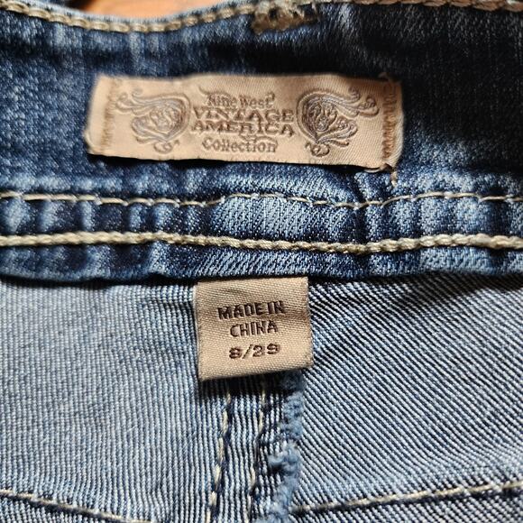 Nine West Vintage America Jeans Womens Size 8 Straight Leg Embroidered Mid Rise - Picture 10 of 12